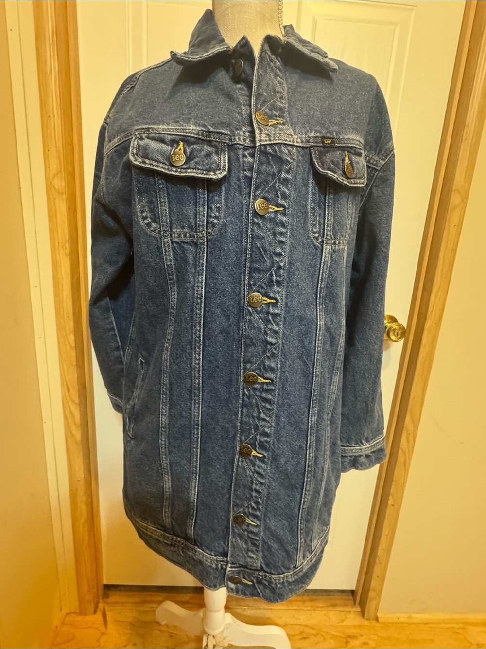 Lee Sz S Women's Long Denim Distressed Look Jacket NWT😊😊